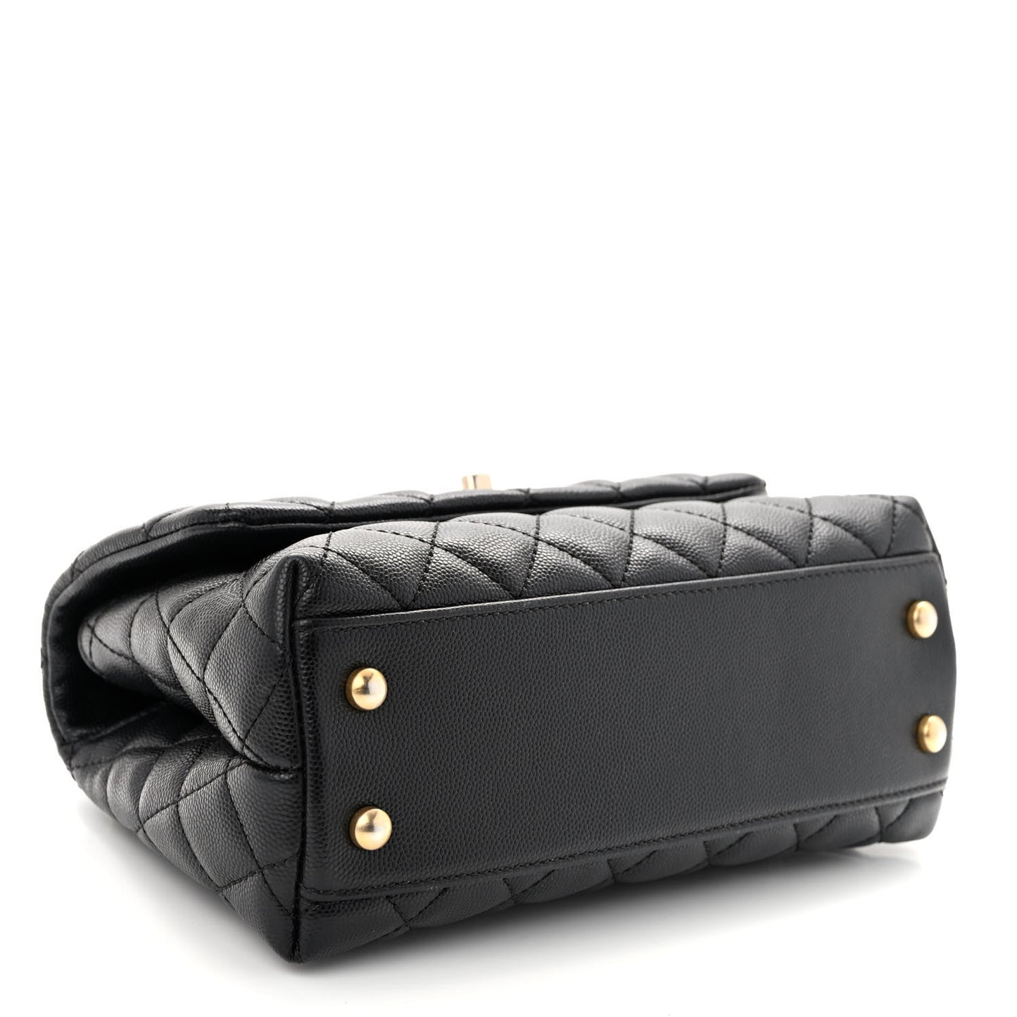 Caviar Quilted Mini Coco Handle Flap Black