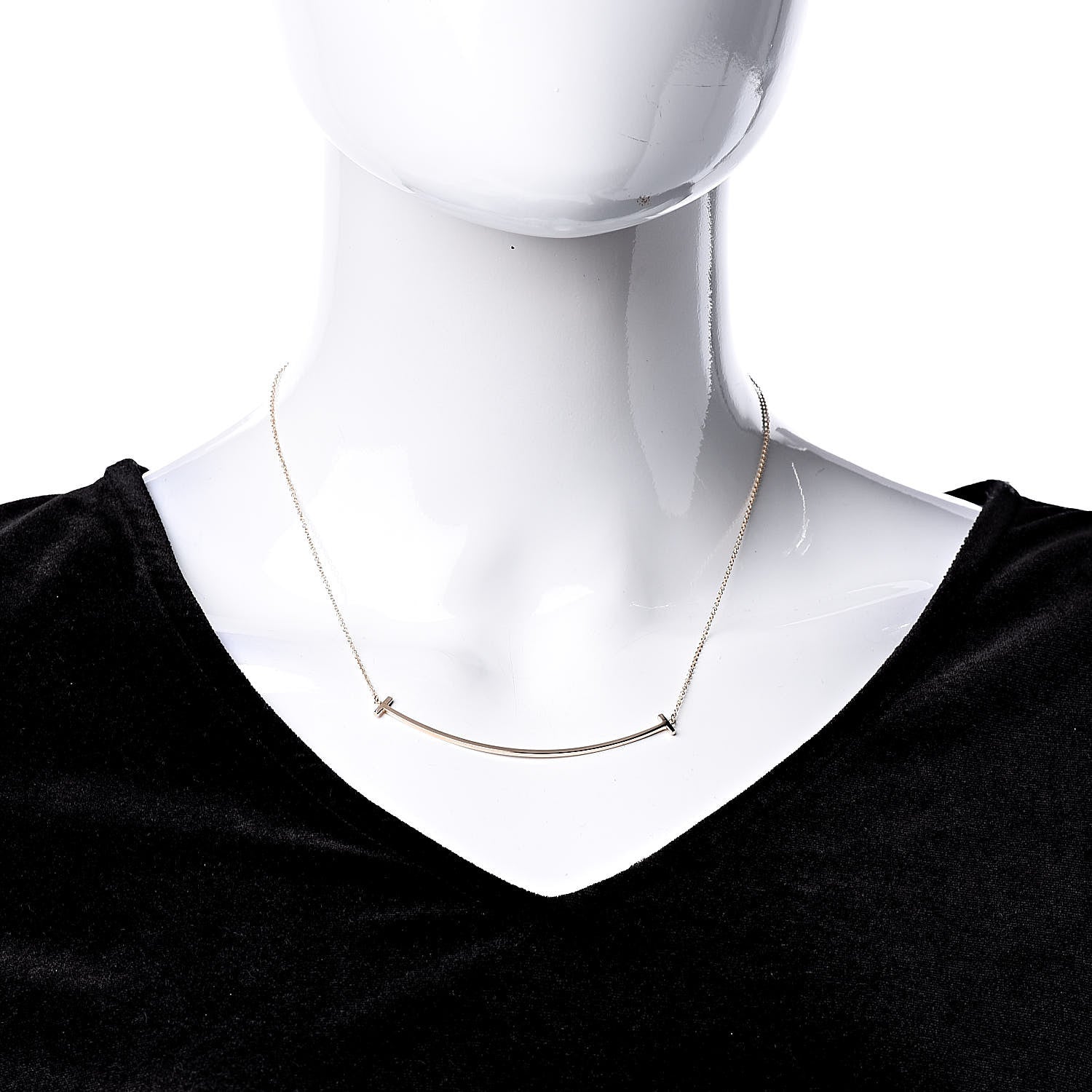 Tiffany 18K Rose Gold T Smile Pendant Necklace 2 of 6