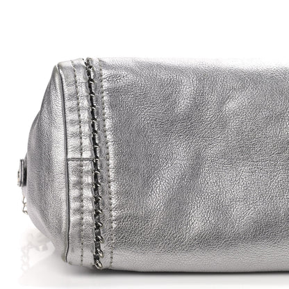 Chanel Metallic Goatskin Medium Luxe Ligne Bowler Silver 5 of 9
