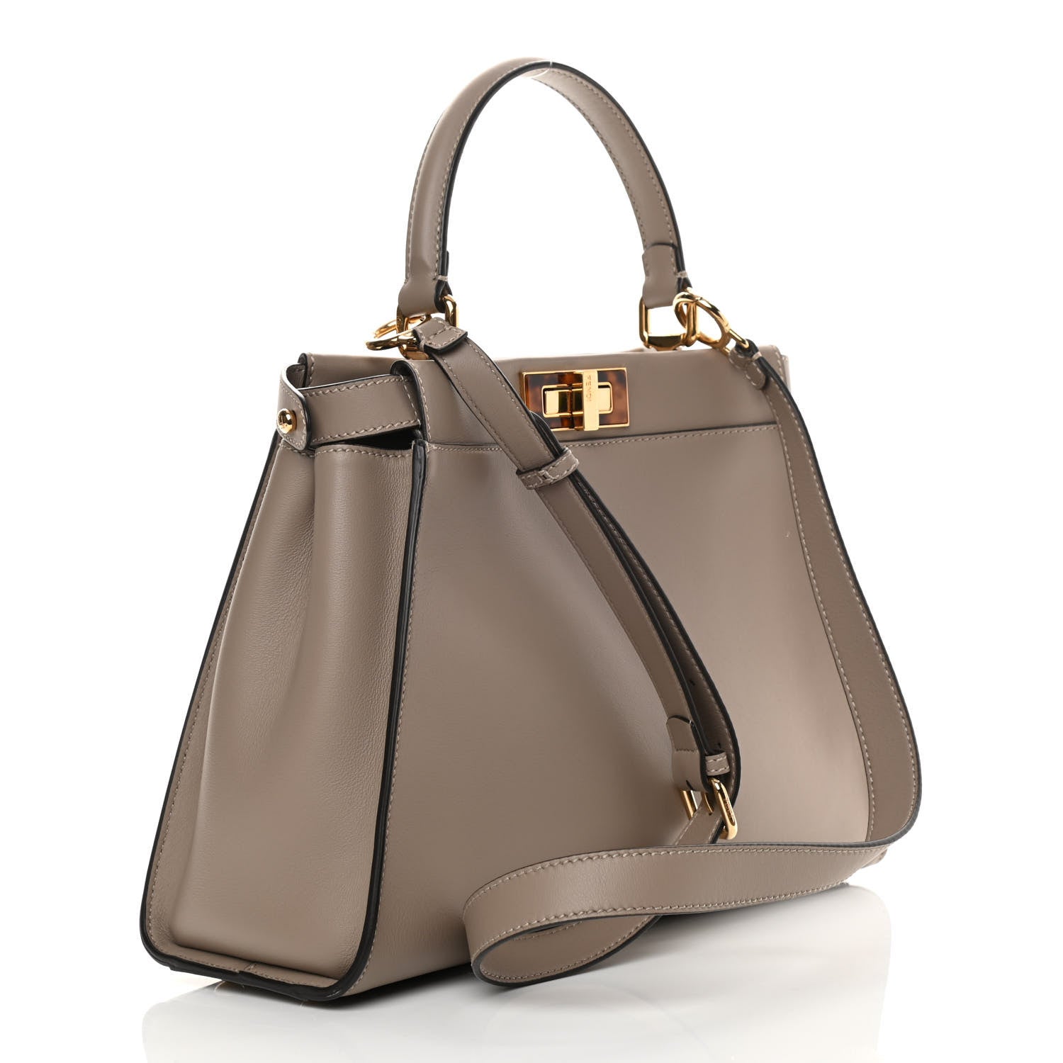 Fendi Vitello Seta Plexiglass Tortoise Medium Peekaboo Iconic Satchel Tortora 3 of 11