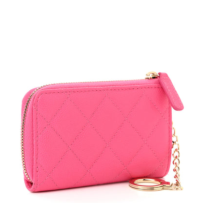Chanel Caviar Quilted Zipped Key Holder Case Pink 3 of 8