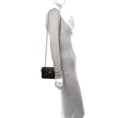 Chanel Lambskin Quilted Sweetheart Vanity Case Black 2 of 12