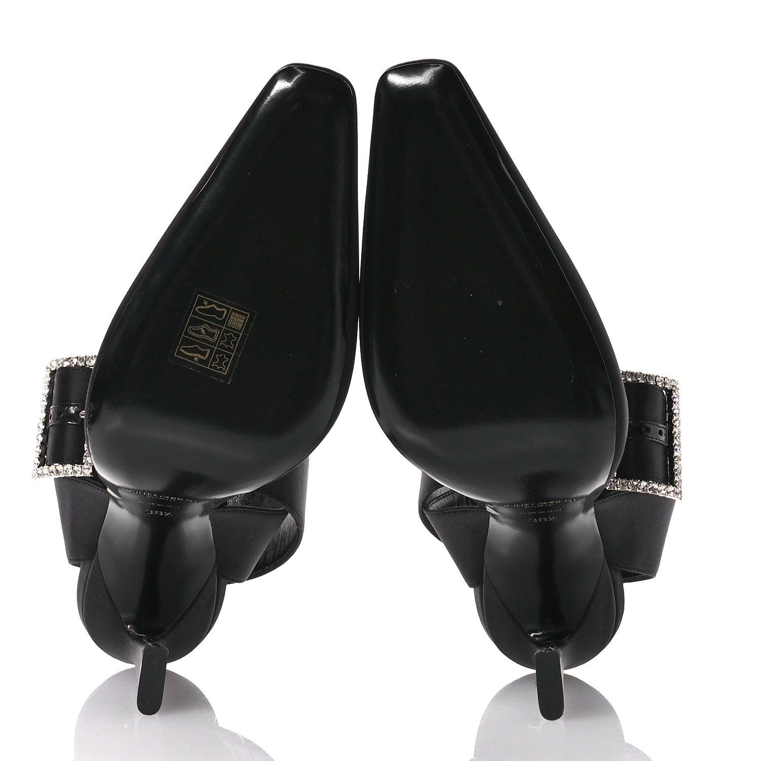 Saint Laurent Crepe Satin Crystal Buckle Claude 110 Slingback Pumps 38.5 Black 6 of 10
