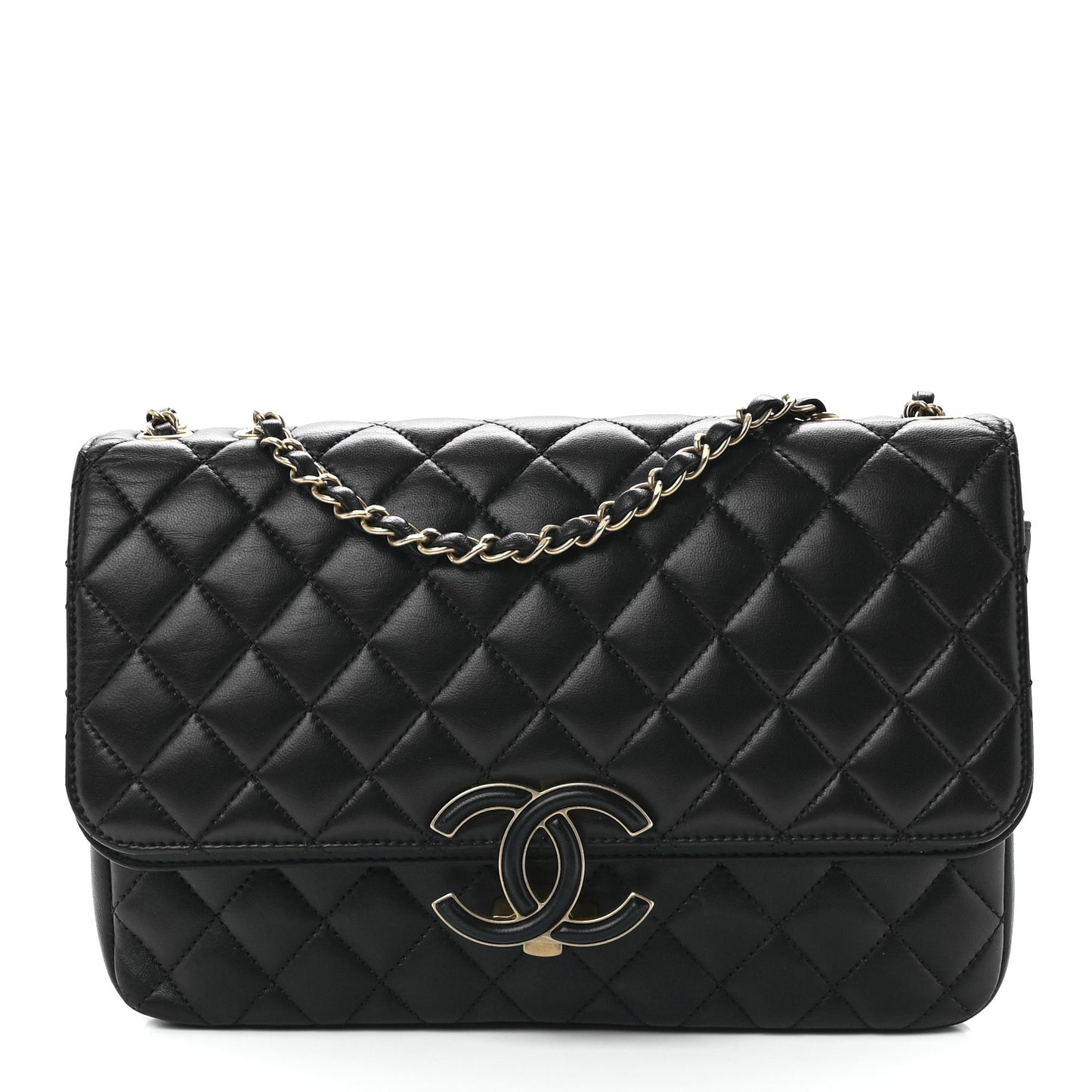 Lambskin Quilted Large CC Chic Flap Black