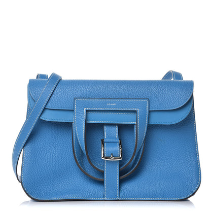 Hermes Taurillon Clemence Halzan 31 GM Bleu Zanzibar 1 of 11