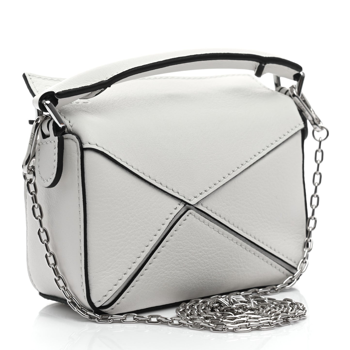 Calfskin Nano Puzzle Bag Soft White Black