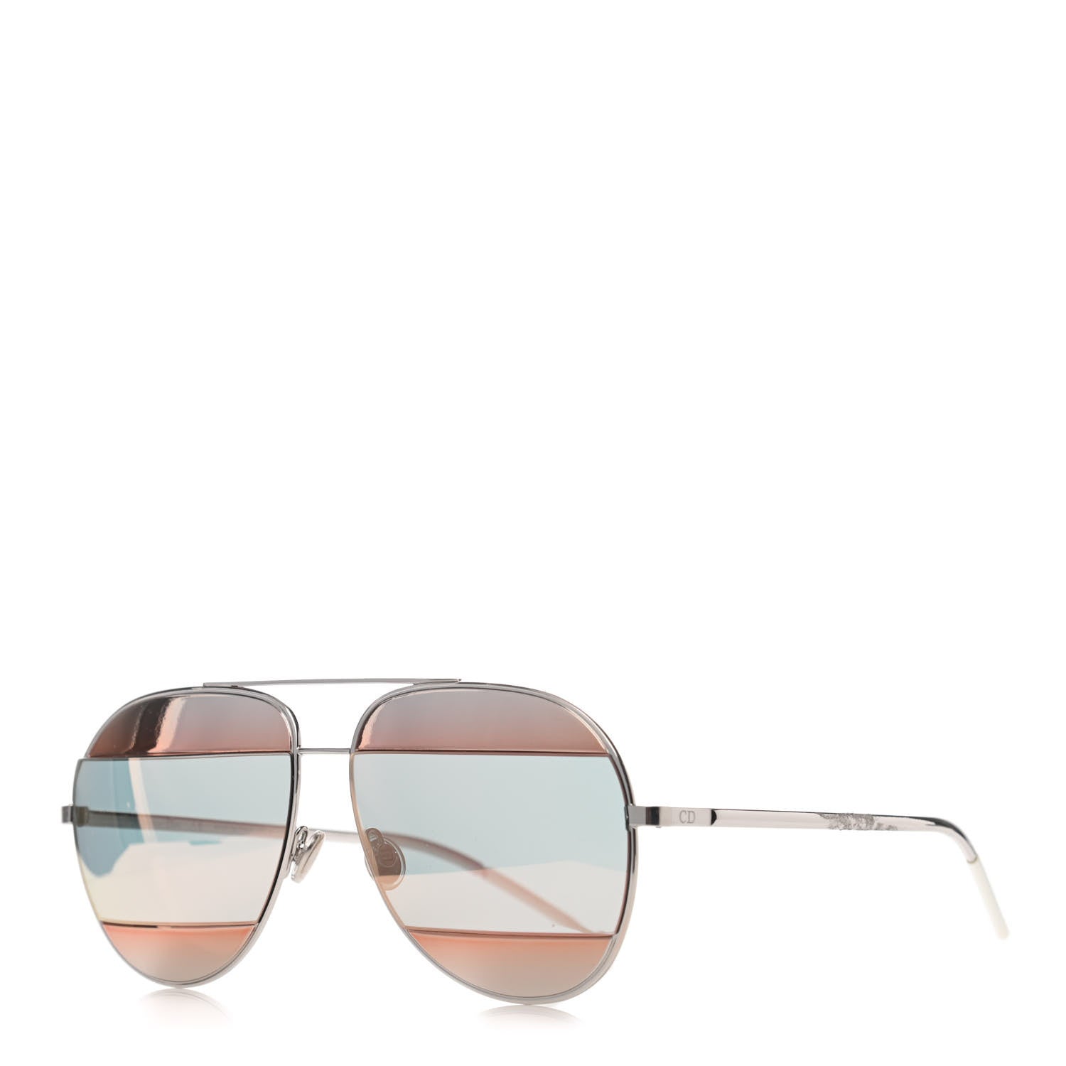 Christian Dior Split 1 Aviator Sunglasses Gold Silver 1 of 4
