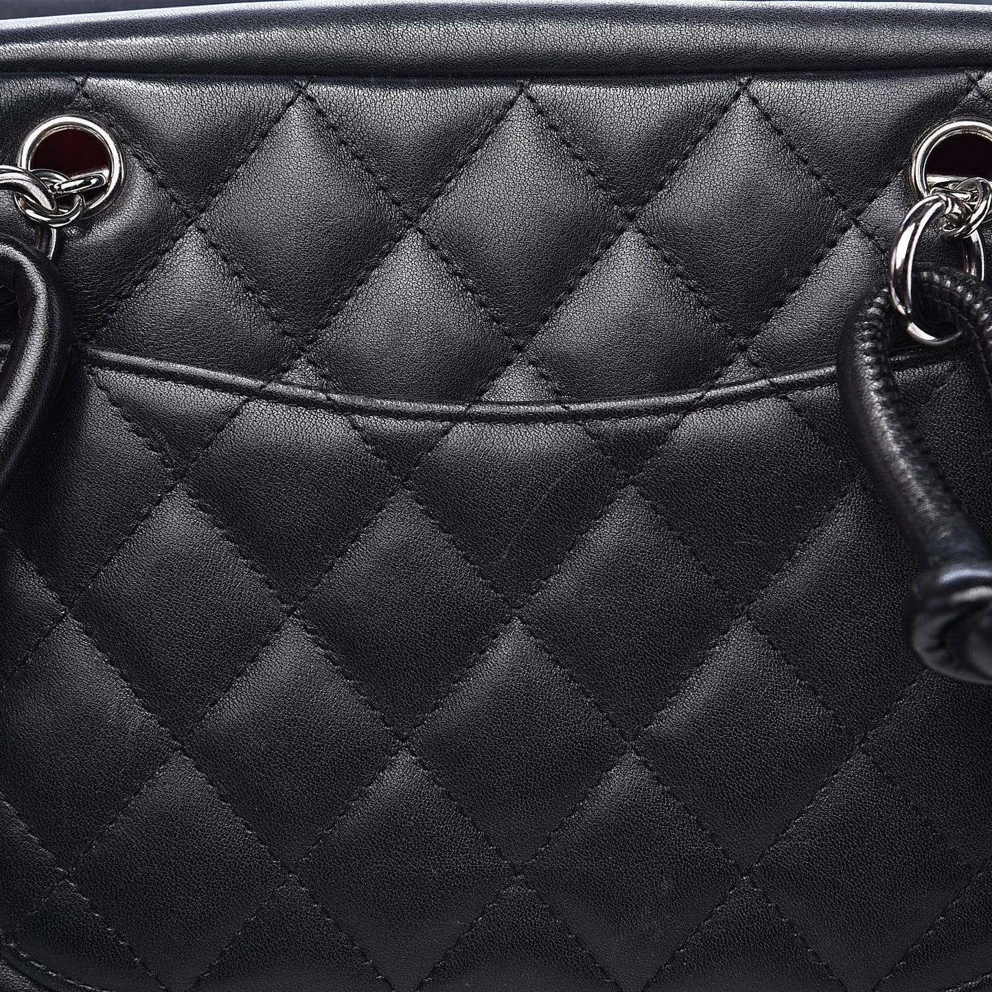 Calfskin Quilted Large Cambon Bowler Black White