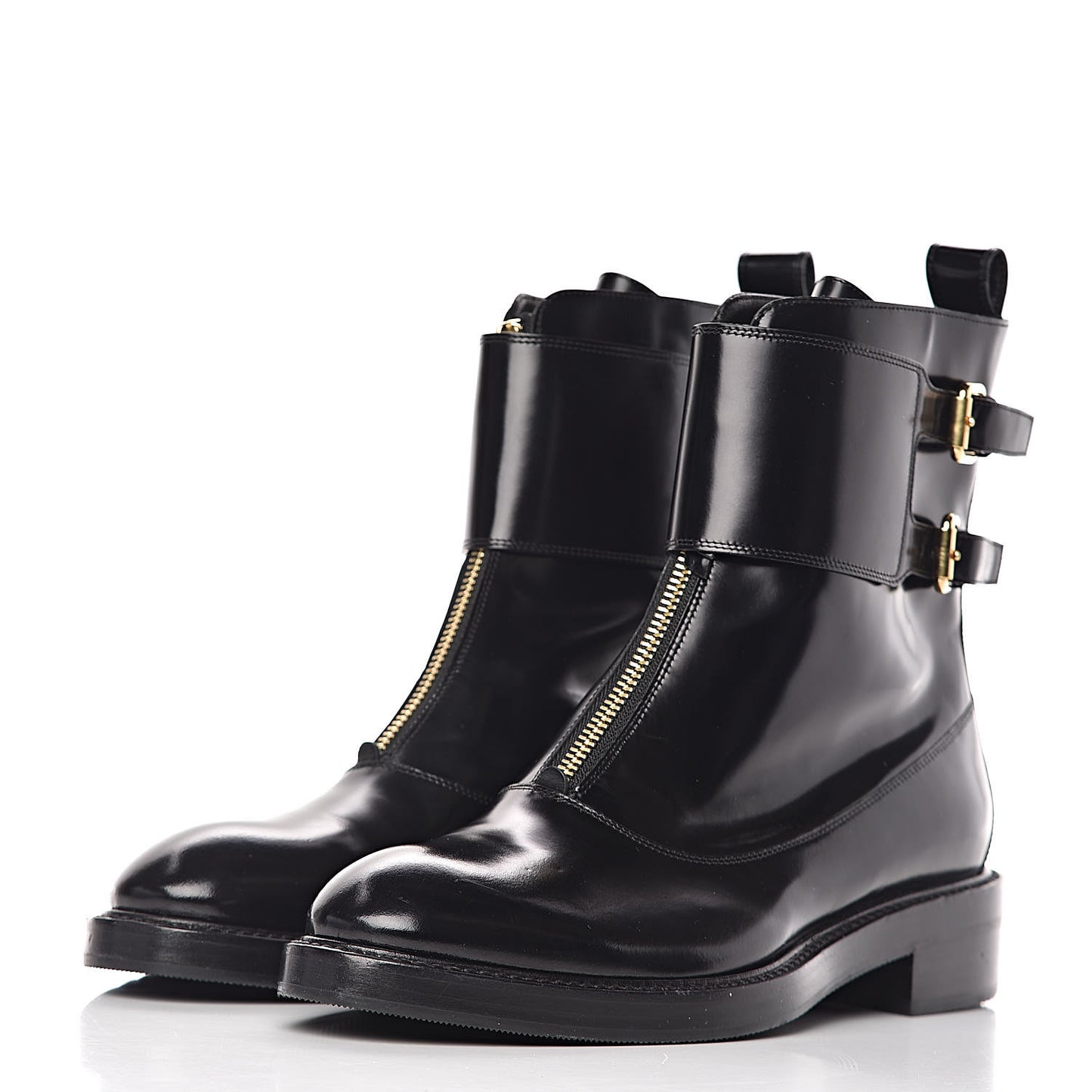 Glazed Calfskin Boots 38.5 Black