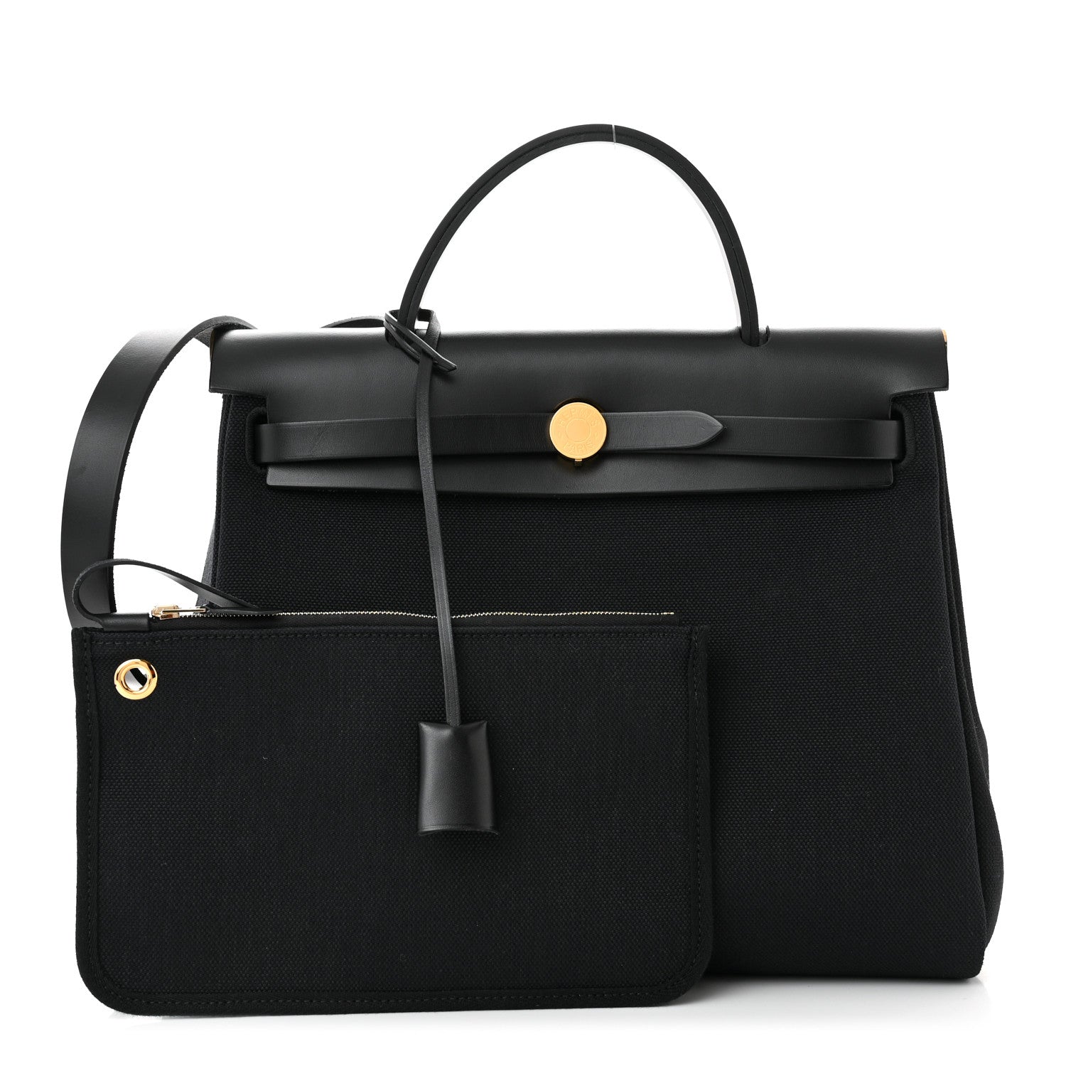 Hermes Military Toile Vache Hunter Herbag Zip PM 31 Black 1 of 12