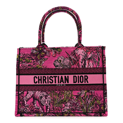 Christian Dior Canvas Embroidered Medium Toile de Jouy Voyage Book Tote Fuchsia Multicolor 1 of 10