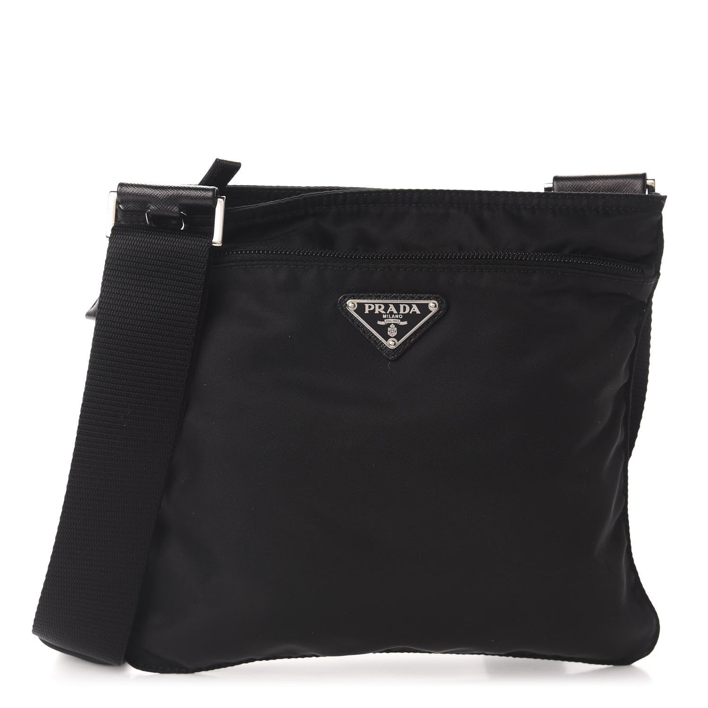 Nylon Vela Small Flat Messenger Bag Black