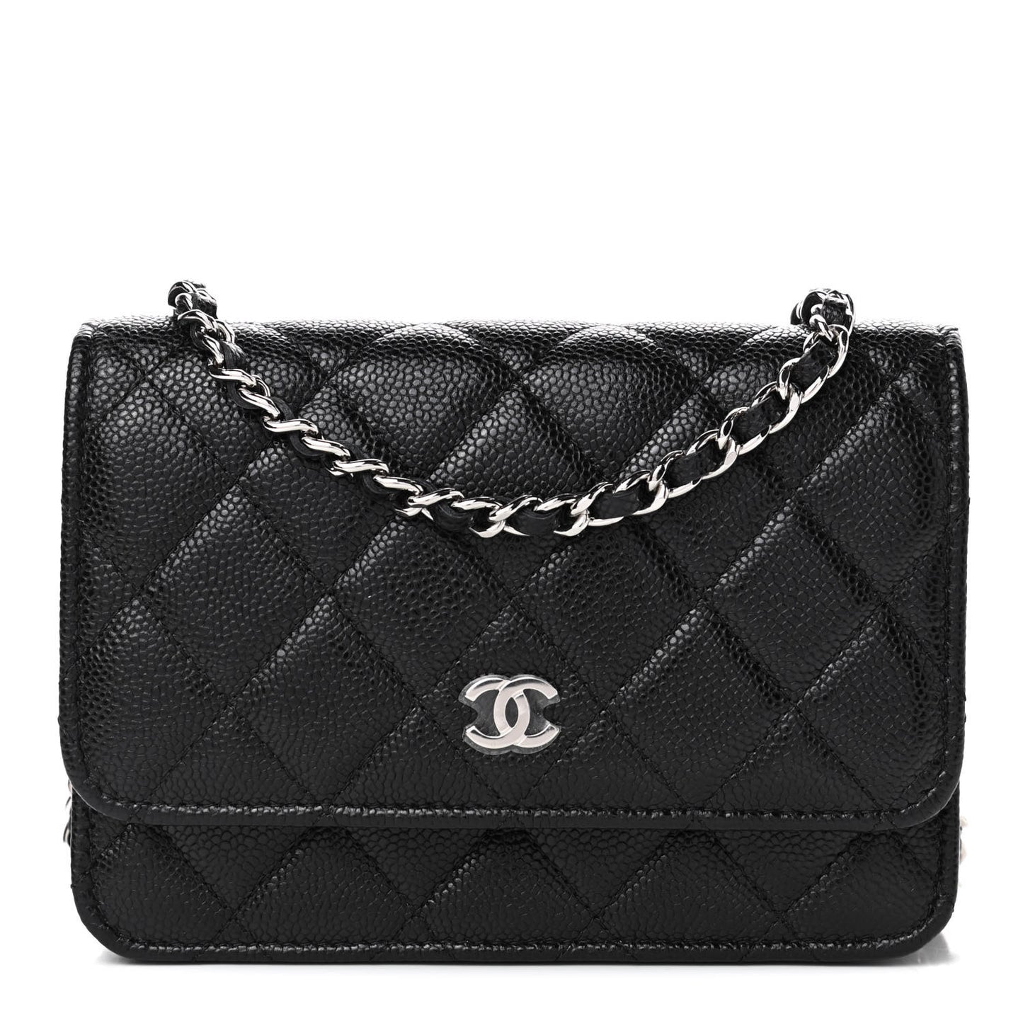 Caviar Quilted Mini Wallet On Chain WOC Black