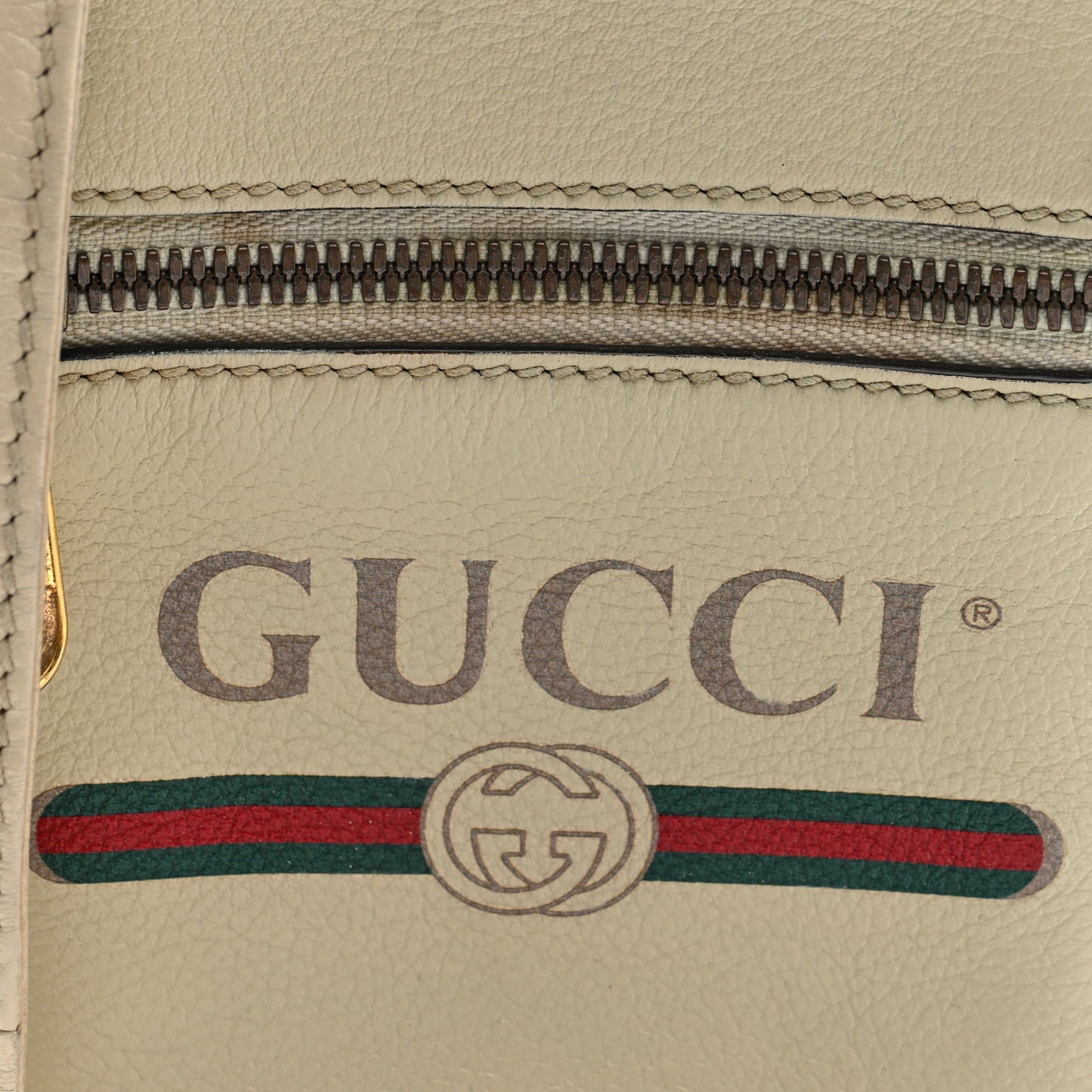 Grained Calfskin Mini Logo Messenger Bag White