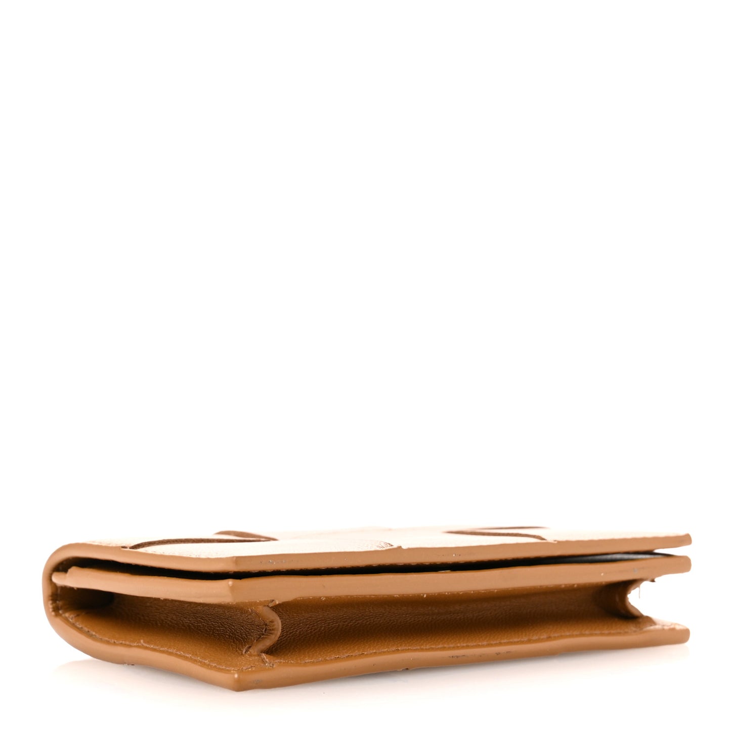 Nappa Maxi Intrecciato Card Holder Wallet Caramel