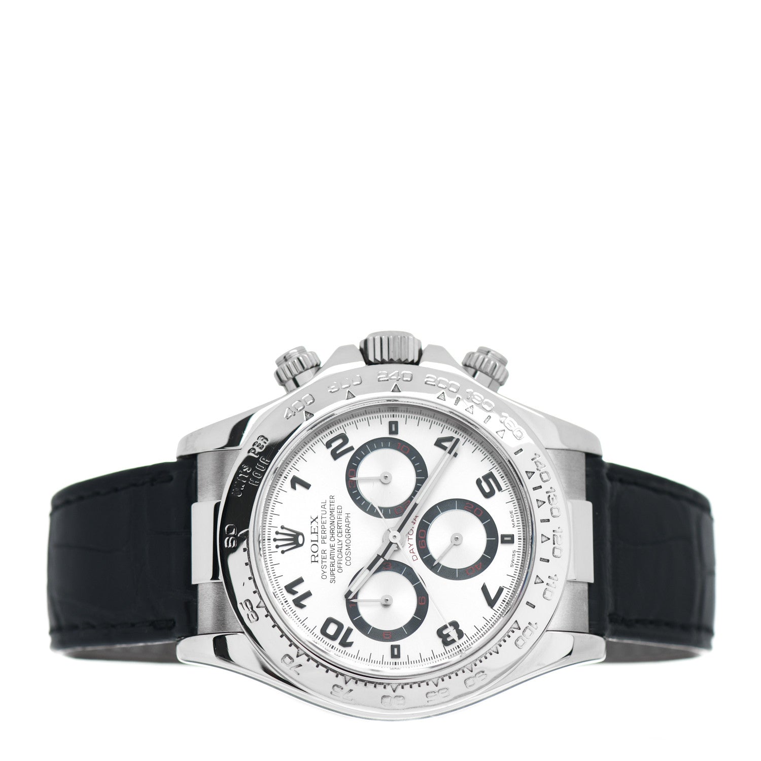 Rolex 18K White Gold Alligator 40mm Oyster Perpetual Daytona Cosmograph Watch White 116519 2 of 5