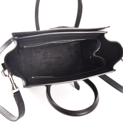 Celine Drummed Calfskin Nano Luggage Black 6 of 8