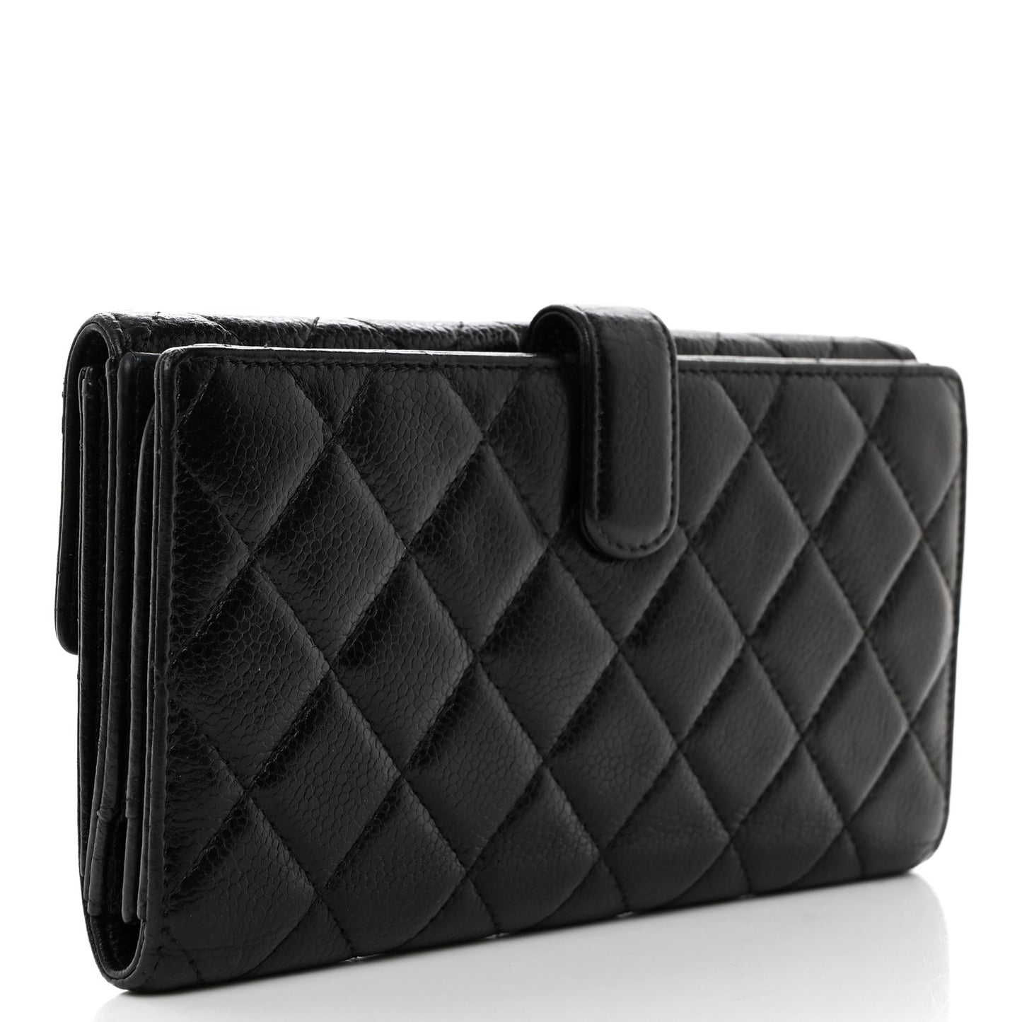Caviar Quilted CC Long Double Wallet Black