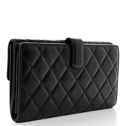 Chanel Caviar Quilted CC Long Double Wallet Black 3 of 11