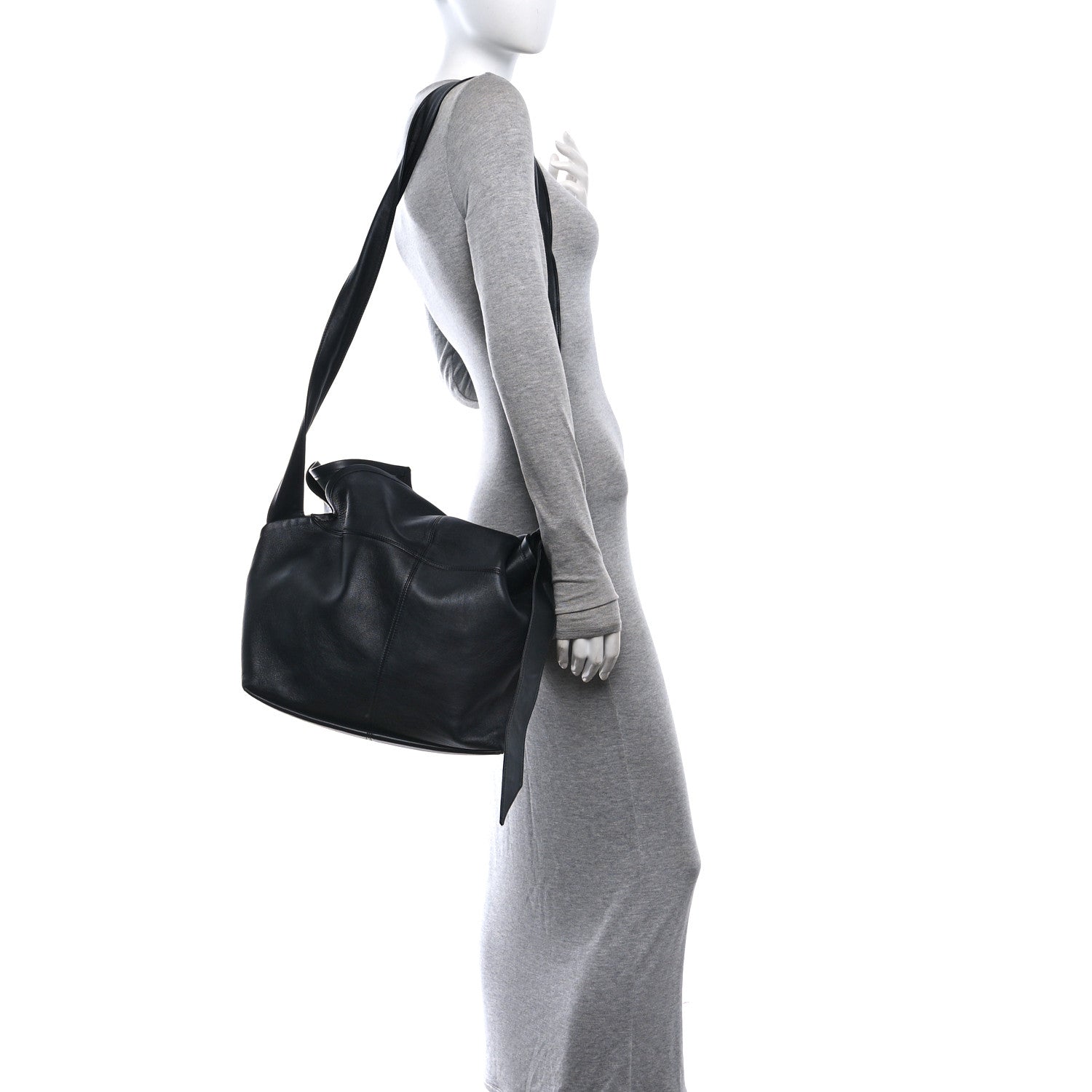 Bottega Veneta Silky Calfskin Medium Sawyer Messenger Bag Black 2 of 14