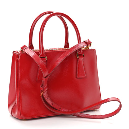 Prada Saffiano Vernice Mini Galleria Double Zip Tote Rosso 3 of 16