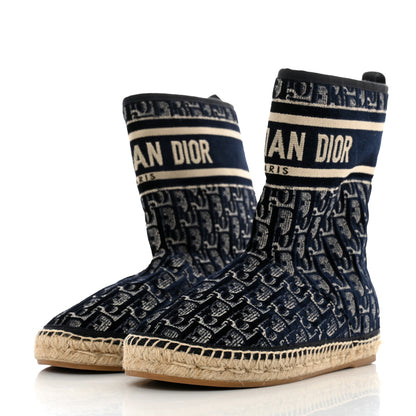 Christian Dior Velvet Oblique Granville Espadrille Boots 39.5 Deep Blue 3 of 8