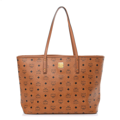MCM Visetos Medium Anya Top Zip Shopper Tote Cognac 1 of 11