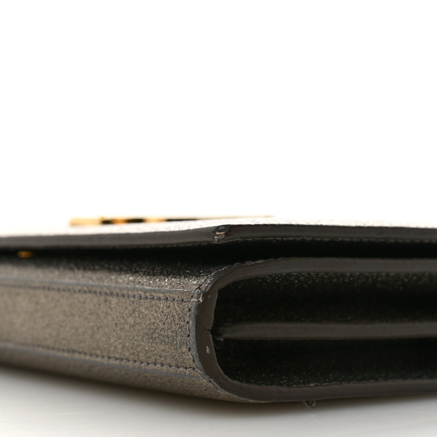 Saint Laurent Grained Metallic Calfskin Monogram Chain Wallet Bronze 11 of 17