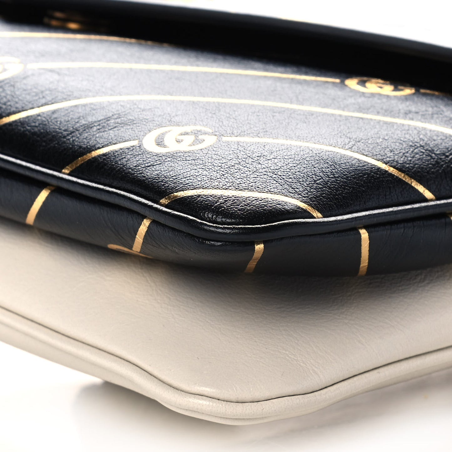 Calfskin Diagonal GG Medium Thiara Double Envelope Shoulder Bag Black White