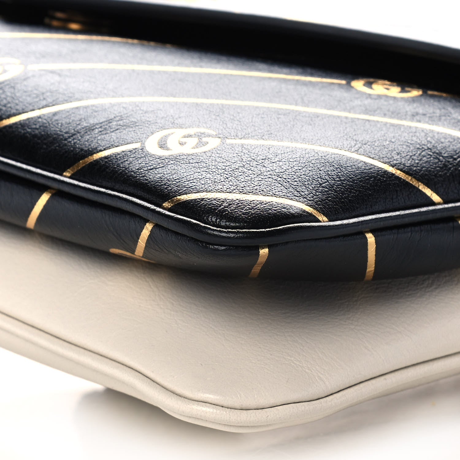 Gucci Calfskin Diagonal GG Medium Thiara Double Envelope Shoulder Bag Black White 12 of 13