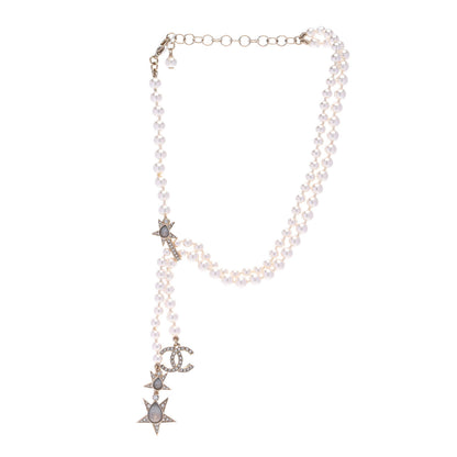 Chanel Crystal CC Star Necklace Gold Pink Blue 3 of 6