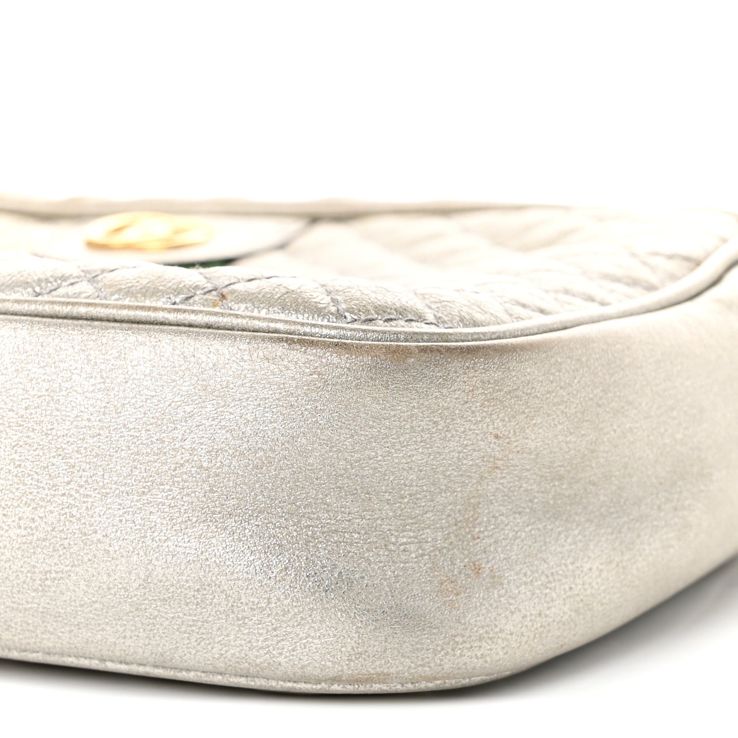 Laminated Nappa Web Trapuntata Mini GG Shoulder Bag Argento