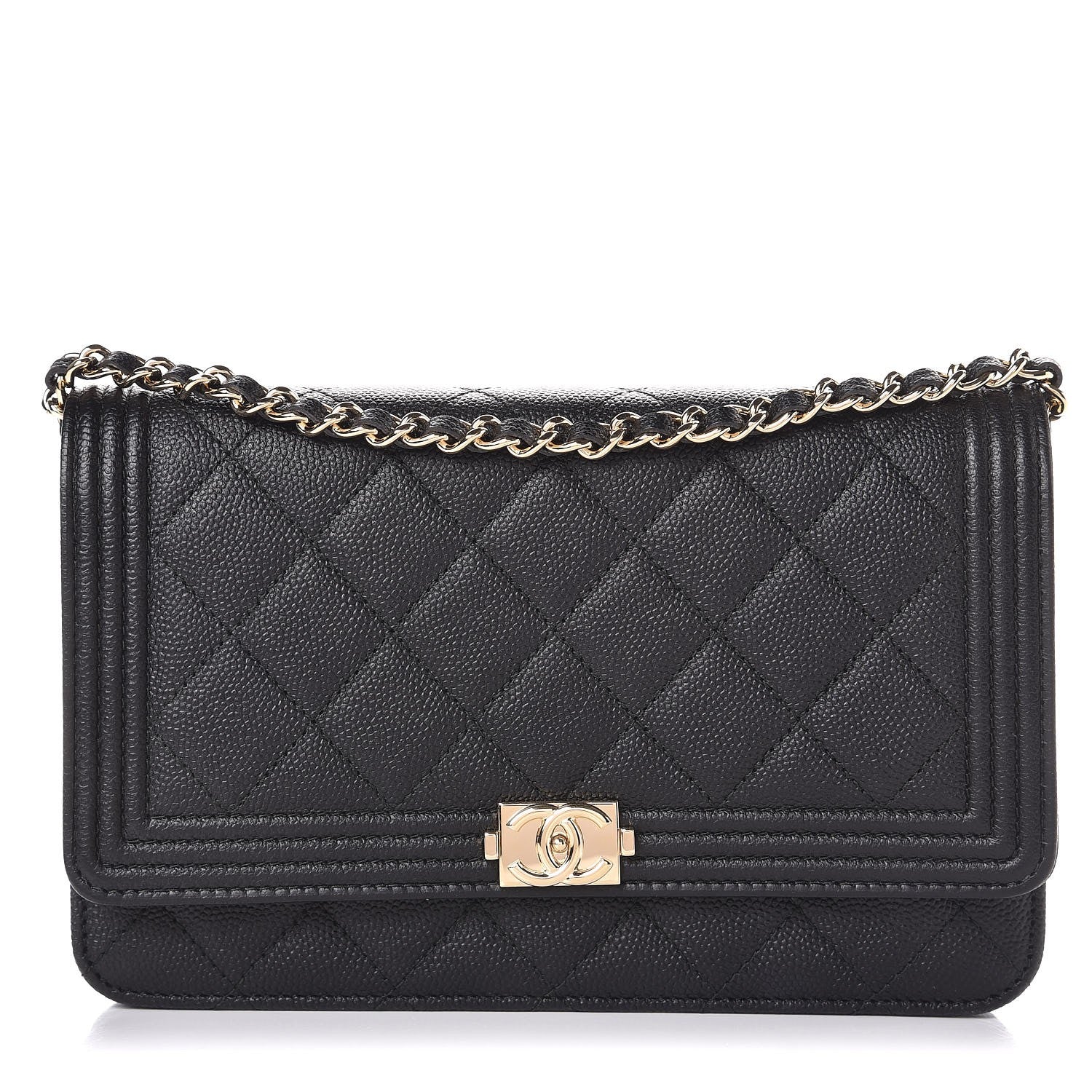 Chanel Caviar Quilted Boy Wallet On Chain WOC Black 1 of 9