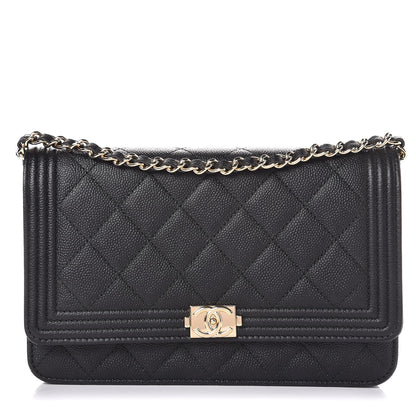 Chanel Caviar Quilted Boy Wallet On Chain WOC Black 1 of 9