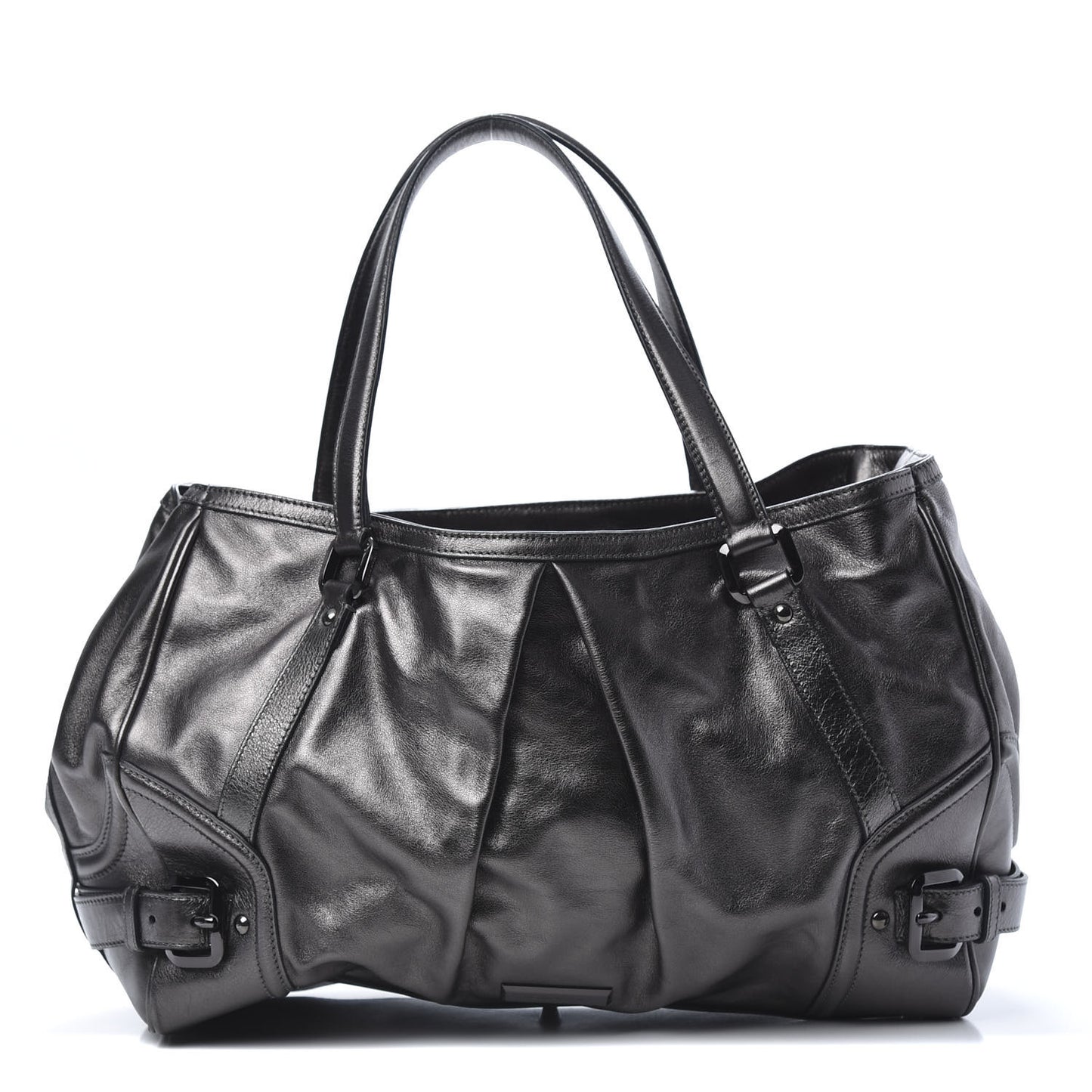 Metallic Calfskin Shoulder Bag Anthracite