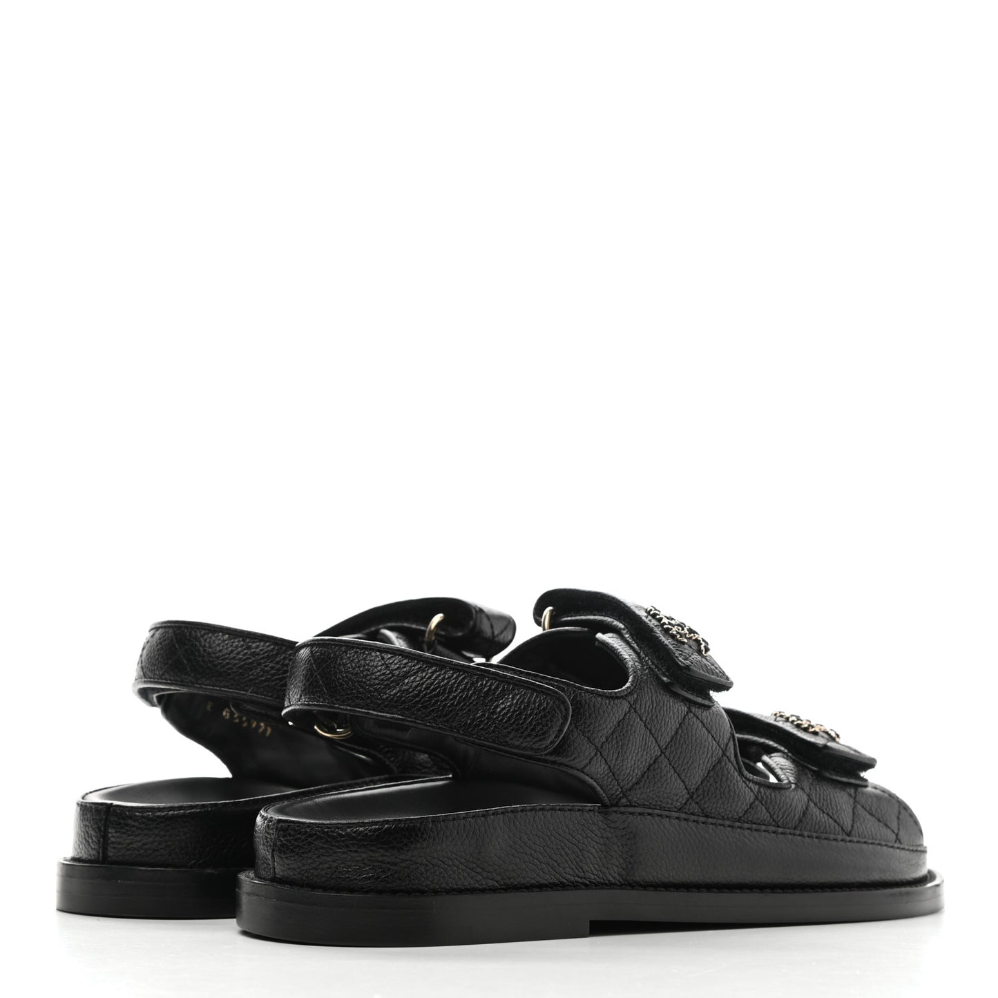 Grained Calfskin Velcro Dad Sandals 38 Black