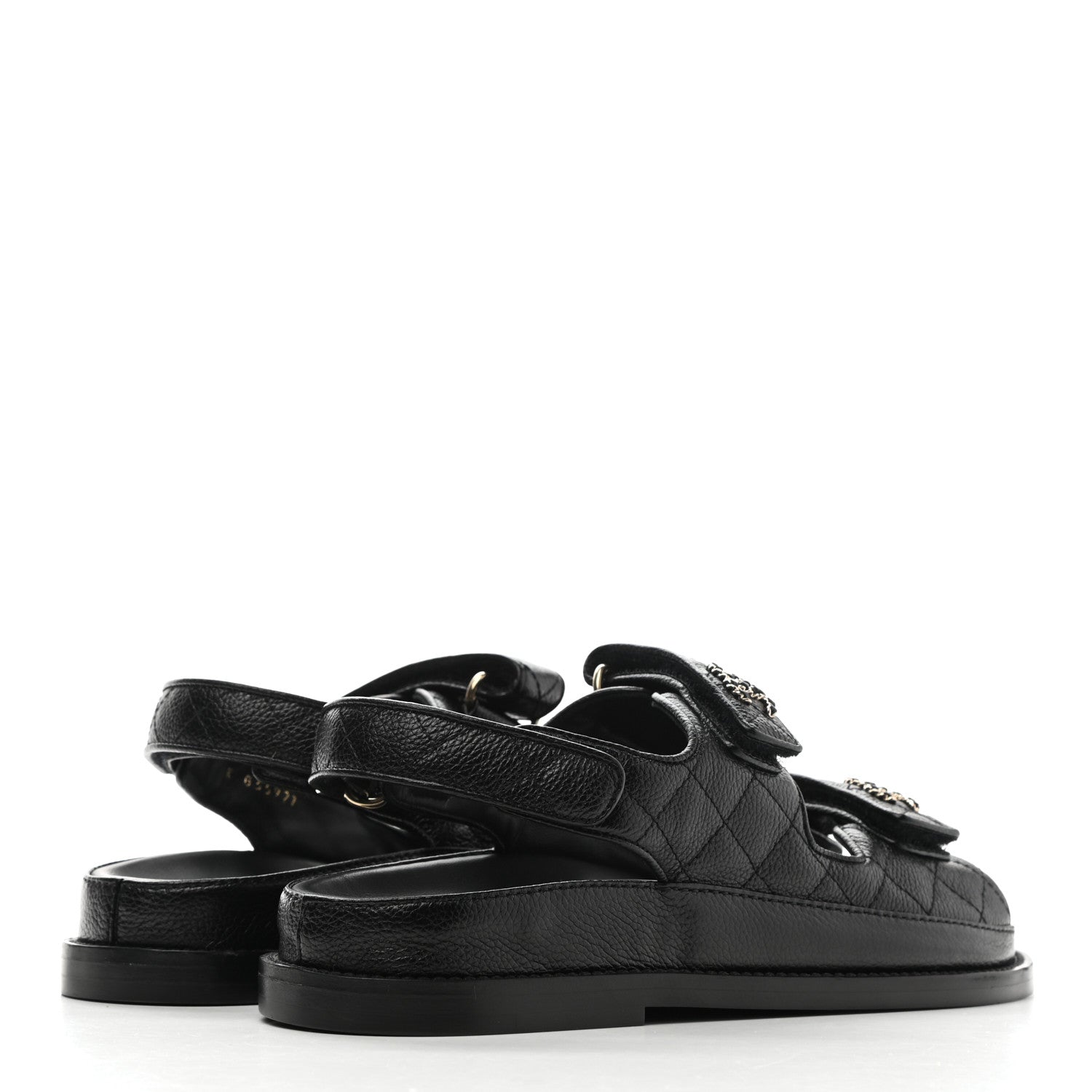 Chanel Grained Calfskin Velcro Dad Sandals 38 Black 4 of 9
