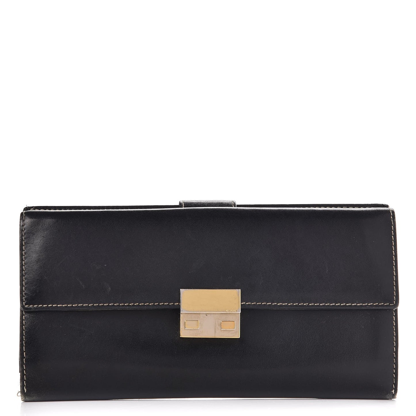 Smooth Calfskin Continental Flap Wallet Black