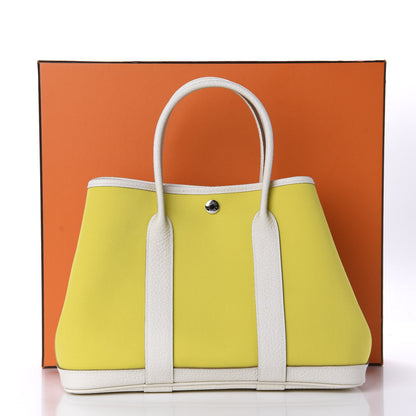Hermes Toile Officier Vache Country Garden Party 30 TPM Lime White 11 of 11