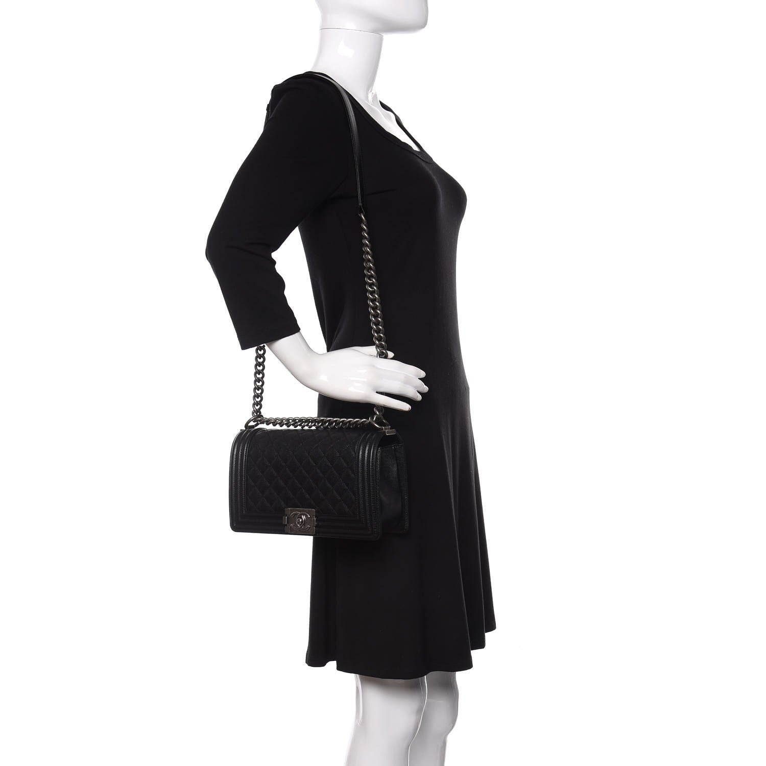 Chanel Caviar Quilted Medium Boy Flap Black 2 of 11