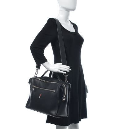 Fendi Calfskin Faces Lui Urban Briefcase Black 2 of 11