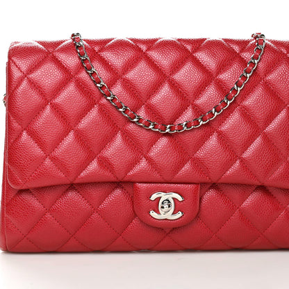 Chanel Caviar Quilted Clutch With Chain Flap Red 7 of 10