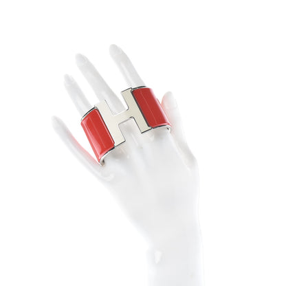 Hermes Enamel Extra Wide Clic Clac H Bracelet PM Blanc Rouge 2 of 4