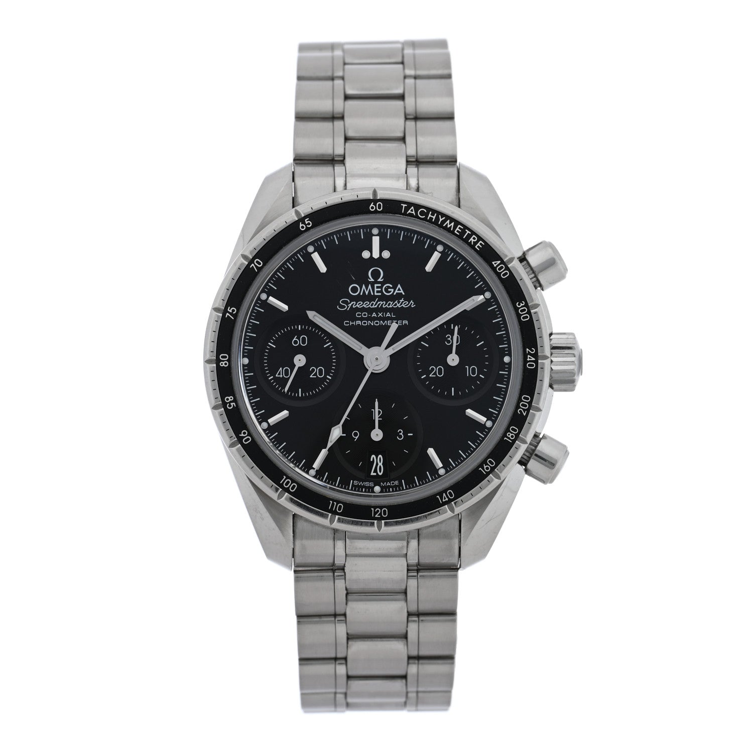 Omega Stainless Steel 38mm Speedmaster Co-Axial Chronograph Automatic Watch Black 324.30.38.50.01.001 1 of 5
