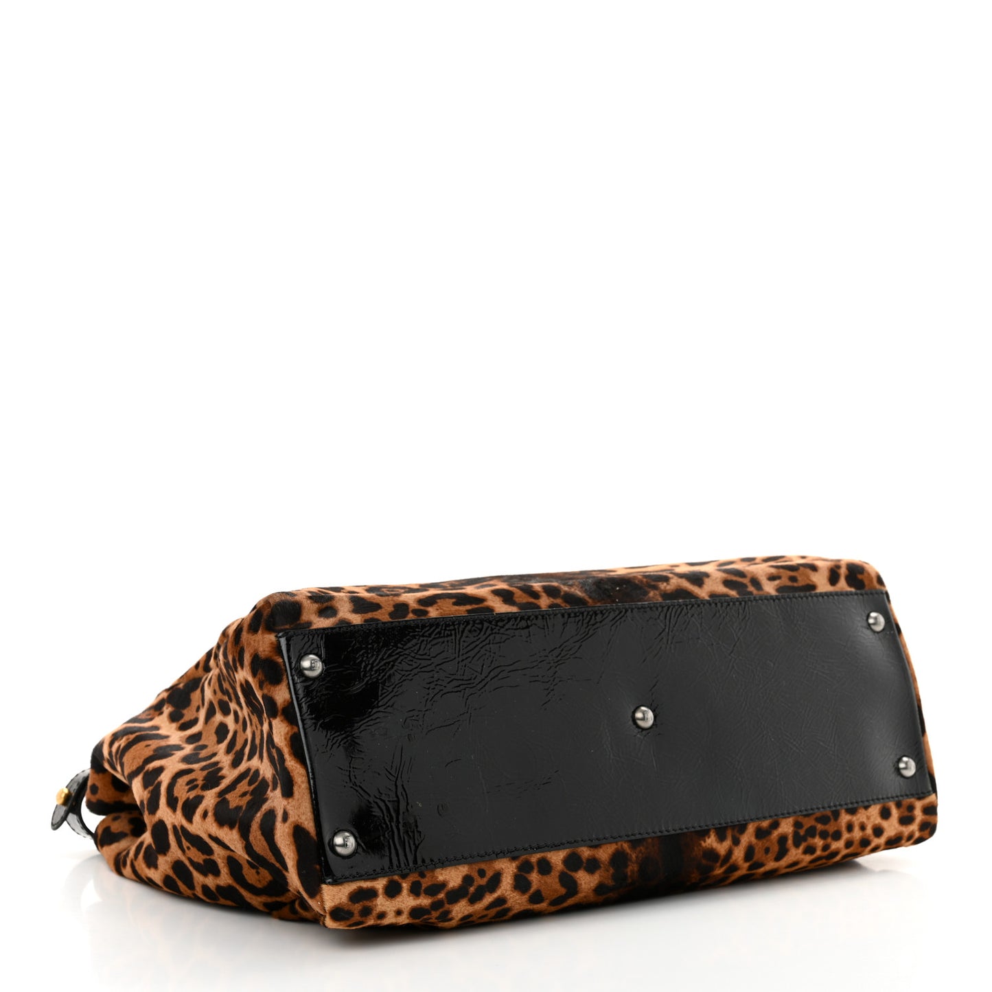 Calf Hair Leopard Print Zucca Large Peekaboo Iconic Satchel Tobacco