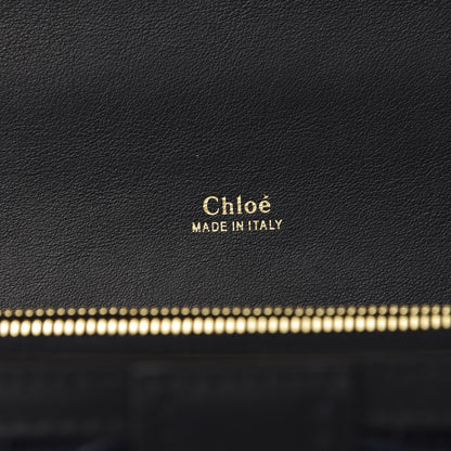 Chloe Calfskin Crocodile Embossed Aby Chain Shoulder Bag Full Blue 7 of 8