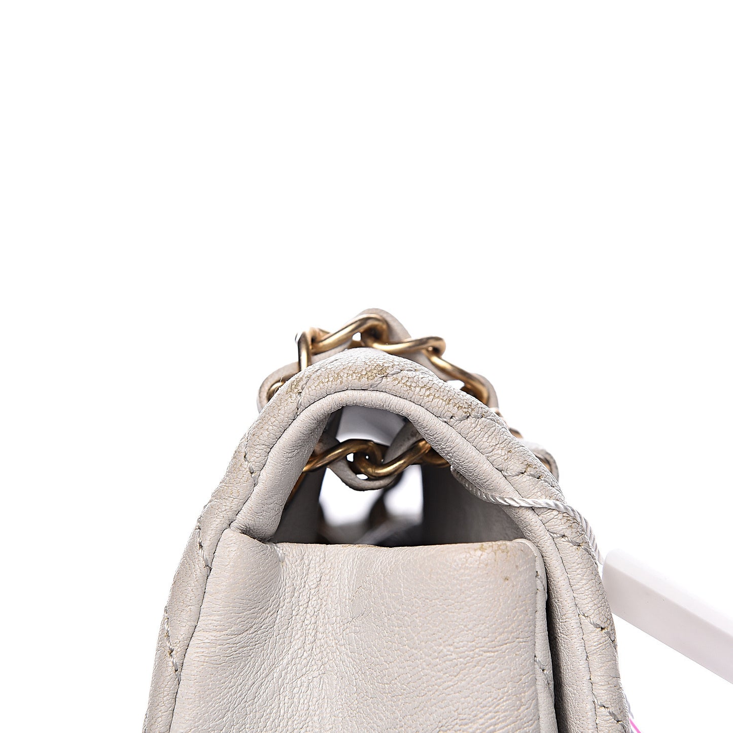 Calfskin Surpique Chevron Small Flap White