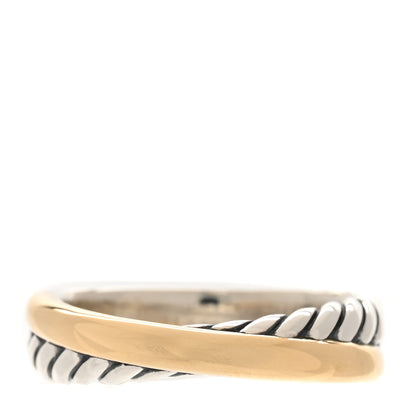 David Yurman Sterling Silver 18K Yellow Gold Crossover Two Row Ring 54 7 1 of 5