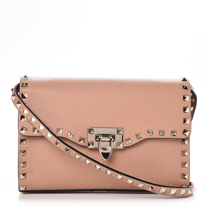 Valentino Garavani Pebbled Calfskin Medium Rockstud Flip Lock Crossbody Bag Skin Sorbet 1 of 7