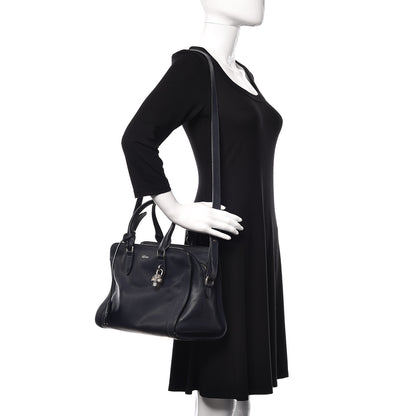 Alexander McQueen Pebbled Calfskin Small Skull Padlock Zip Around Tote Navy 2 of 16